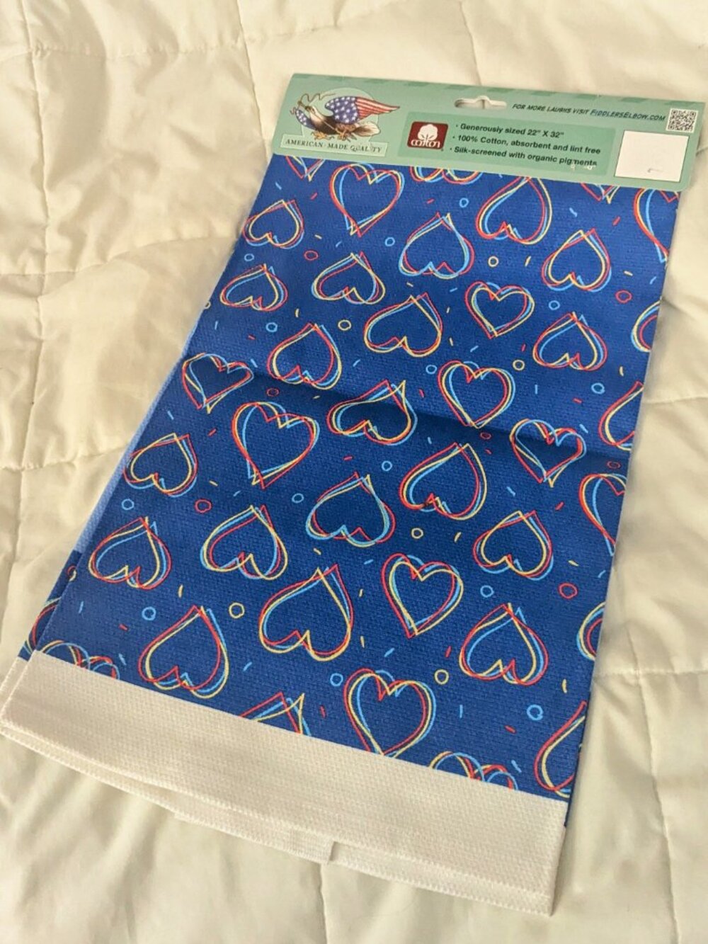 Retro Two Men Fantasy Blue Kitchen Towel Organic Cotton Funny Made In USA NWT - Picture 4 of 5